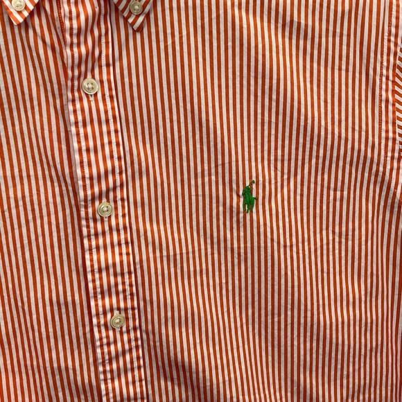 Ralph Lauren Dress Shirt Men's XL Classic Fit Orange Stripe Button Down - Picture 5 of 12